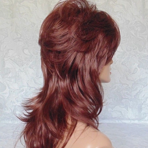 Long Soft Fluffy Layered Auburn Full Synthetic Wig main image 7